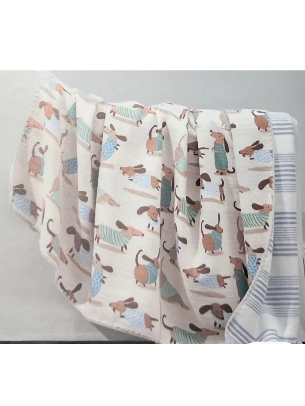 Berkshire  Artist Collection Cotton Gauze Throw With Plush Reverse Daschund Dog